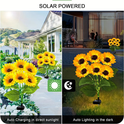 4Pack Solar Sunflower Lights Outdoor Flower Garden Stake Lights Waterproof Thanksgiving Decor for Grave Pathway Wedding Party by Anti Spier
