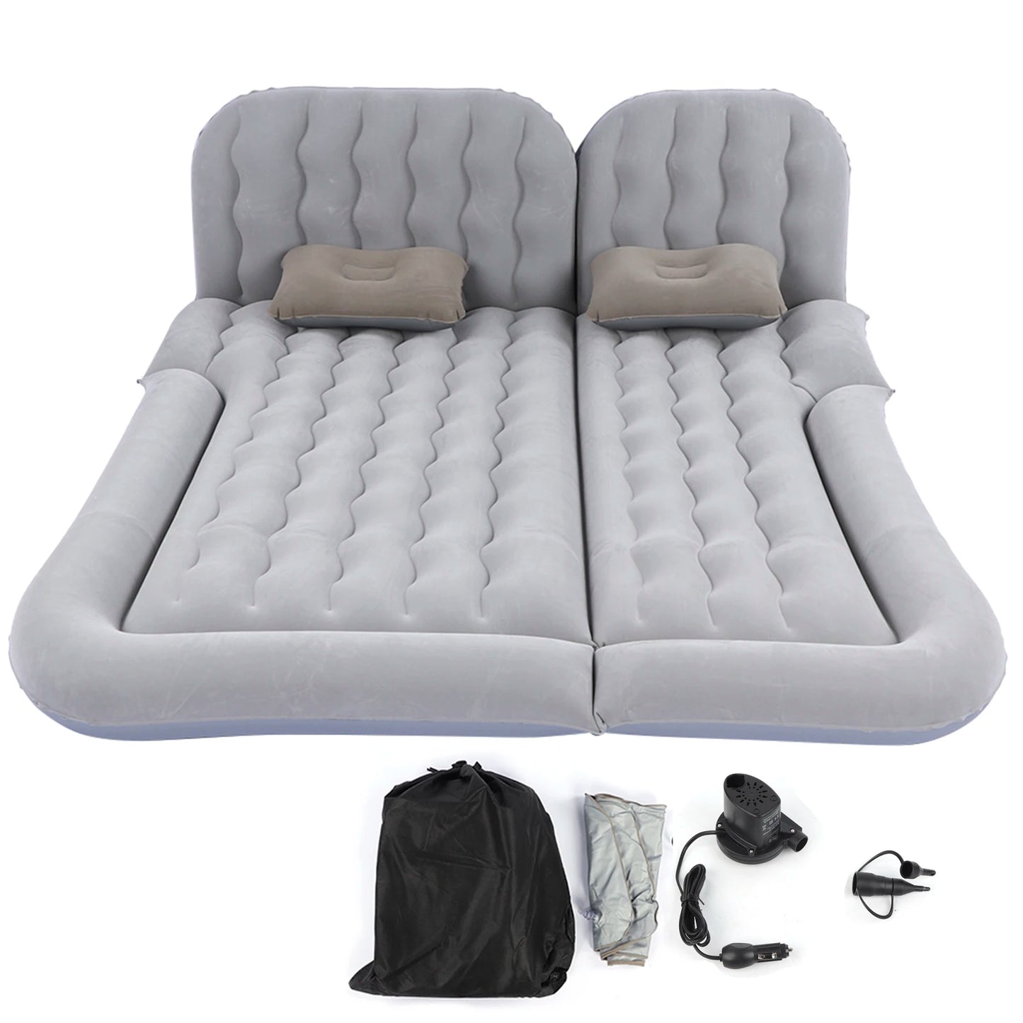 2‑In‑1 Multifunction Inflatable Travel Mattress PVC Flocking Soft Sleeping Rest Cushion for Car SUV by Anti Spier
