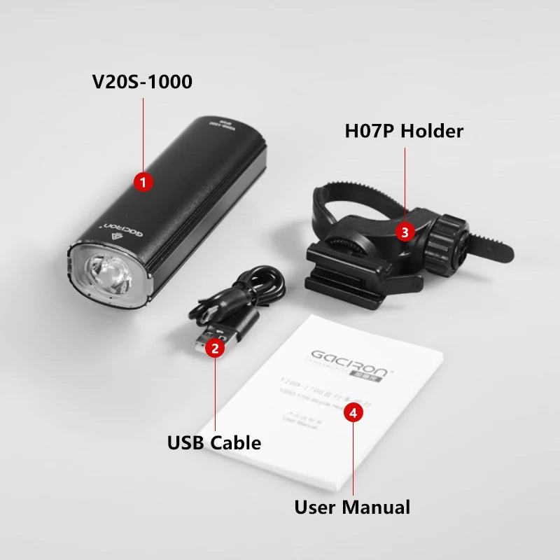 GACIRON Cycling Flash V20S 1000lm Headlight WithTaillight Rechargeable Lamp IPX6 Waterproof Bicycle Front Light Bike Accessories by Anti Spier