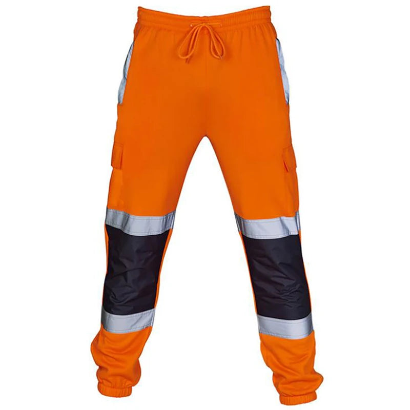 Mens Work Uniform Bottoms Safety Sweat Pants Striped Reflective Pants Loose Mens Jogging Trousers Joggers Patchwork Workwear by Anti Spier