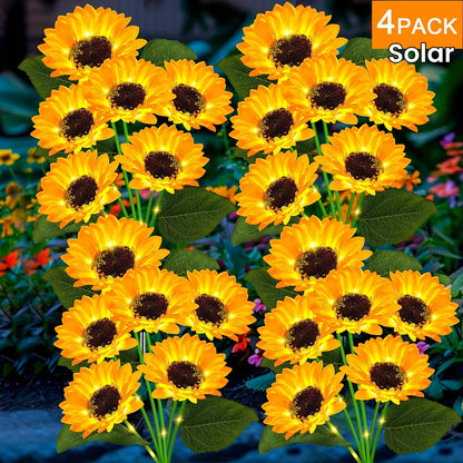 4Pack Solar Sunflower Lights Outdoor Flower Garden Stake Lights Waterproof Thanksgiving Decor for Grave Pathway Wedding Party by Anti Spier
