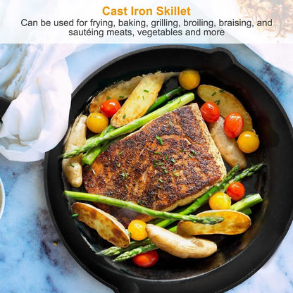 3Pcs Pre-Seasoned Cast Iron Skillet Set 6/8/10in Non-Stick Oven Safe Cookware Heat-Resistant Frying Pan by Anti Spier