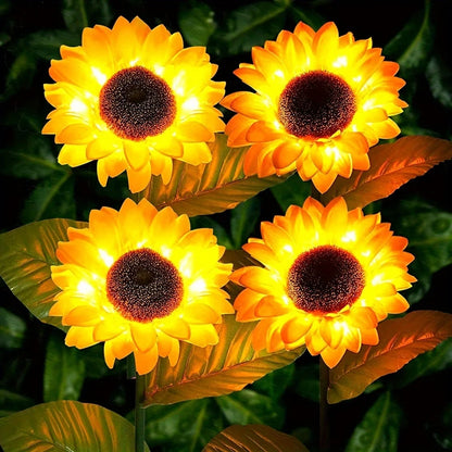 4Pack Solar Sunflower Lights Outdoor Flower Garden Stake Lights Waterproof Thanksgiving Decor for Grave Pathway Wedding Party by Anti Spier
