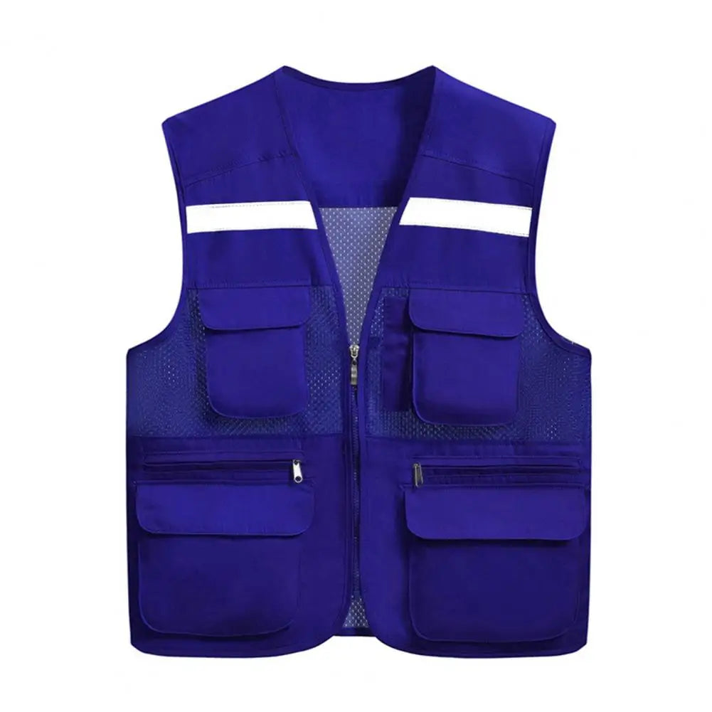 Stylish Vest Coat Breathable Cargo Vest Mesh Stitching Reflective Night Safety Waistcoat Safe by Anti Spier