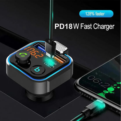 Bluetooth 5.0 FM Transmitter Car Kit - Wireless Hands-Free MP3 Player, Dual USB Quick Charger, PD 20W + QC 3.0, Car Audio Receiv by Anti Spier