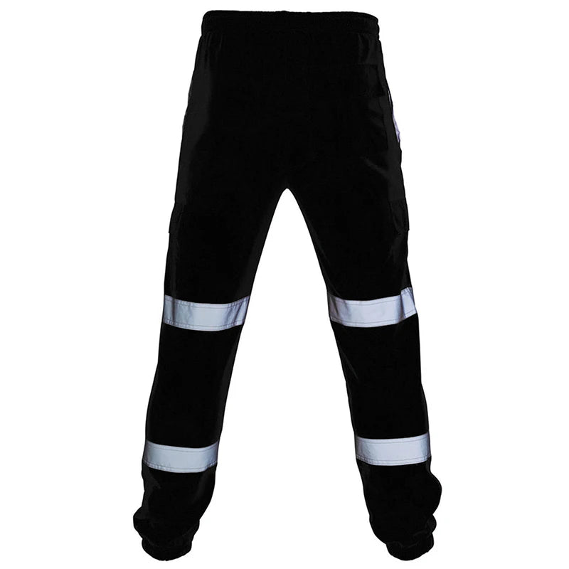 Mens Work Uniform Bottoms Safety Sweat Pants Striped Reflective Pants Loose Mens Jogging Trousers Joggers Patchwork Workwear by Anti Spier