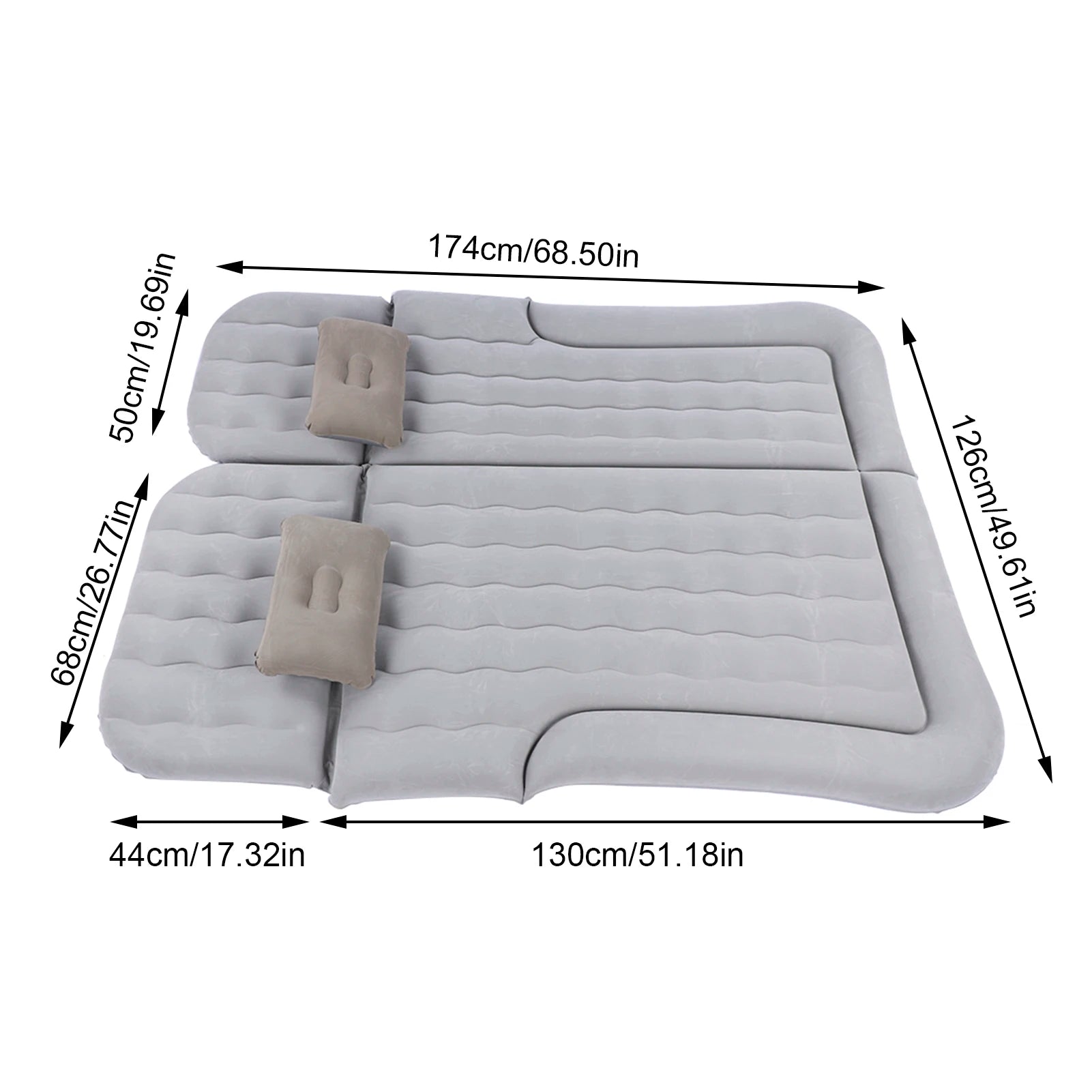 2‑In‑1 Multifunction Inflatable Travel Mattress PVC Flocking Soft Sleeping Rest Cushion for Car SUV by Anti Spier