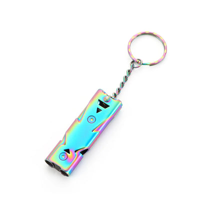 1Pcs Double Pipe Whistle Pendant Keychain High Decibel Portable Outdoor Survival Emergency Camping Tool Multifunction Whistle by Anti Spier