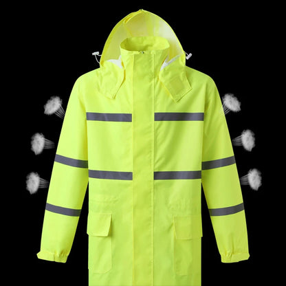 Hi Vis Rain Jacket Reflective Safety Long Rain Coat for Men And Women by Anti Spier