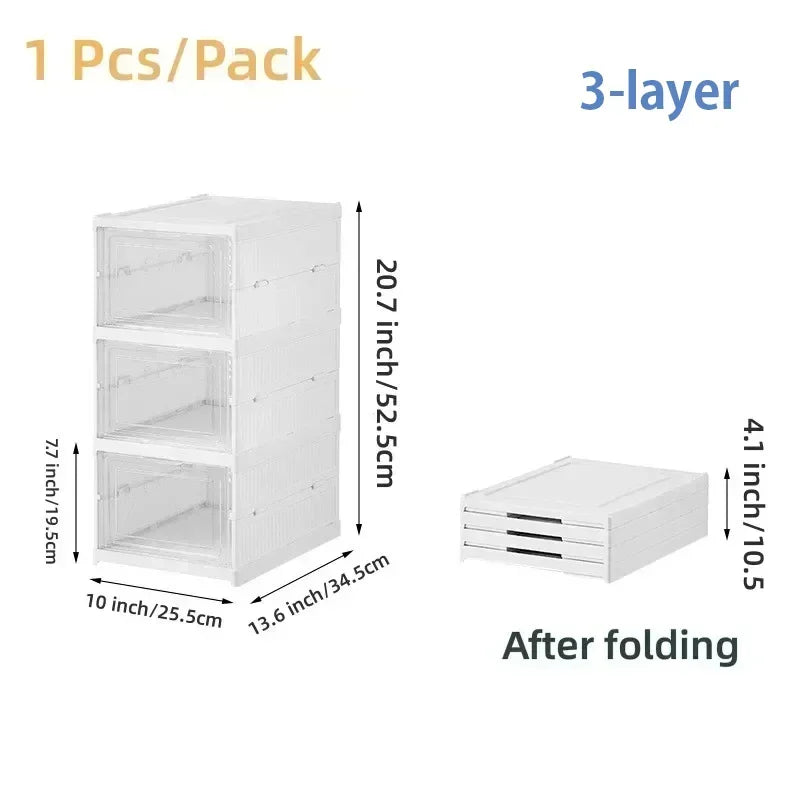 Foldable Shoe Rack Organizer 6 Layers Transparent Tackie Box Collapsible Home Sneaker Storage Stackable Shoes Cabinet For Closet by Anti Spier