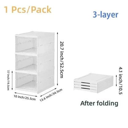 Foldable Shoe Rack Organizer 6 Layers Transparent Tackie Box Collapsible Home Sneaker Storage Stackable Shoes Cabinet For Closet by Anti Spier