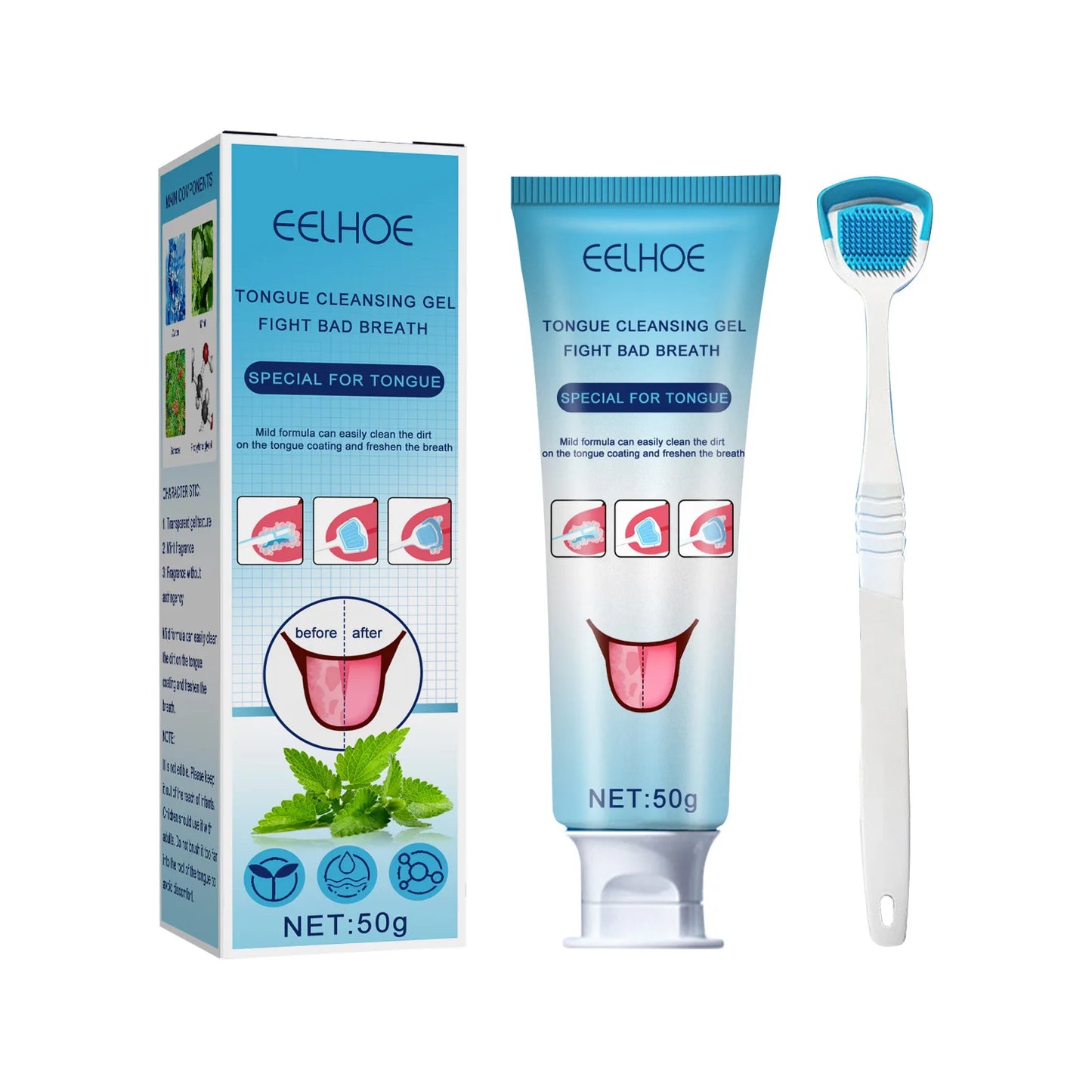 Tongue Cleansing Gel Tongue Coating Removal Kit Removing Thick White Tongue Coating,Balance Flora Freshing Breath Oral Care Tool by Anti Spier