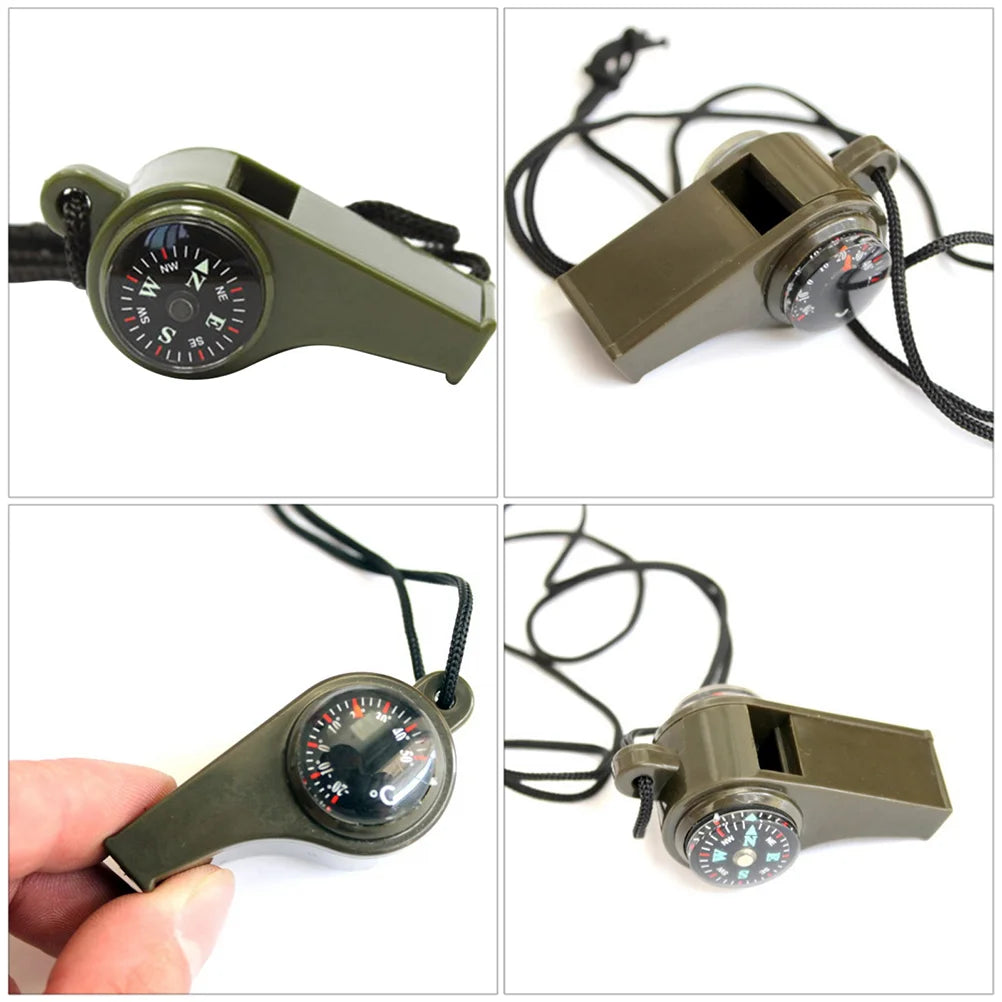 3 Pcs Compass Whistle Rescue Multifunction Camping Outdoor Survival Thermometer by Anti Spier
