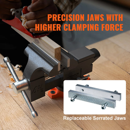 VEVOR Bench Vise 4.5" 6" 6.5" Multipurpose with Swivel Base & Anvil Heavy Duty Cast Iron for Drilling, Conduit Cutting, Sanding by Anti Spier