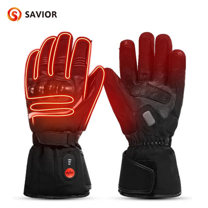 Savior Heat Winter Motorcycle Heated Gloves 7.4V Safe Outdoors Sports Electric Heating Waterproof Windproof KNUCKLE EN13594 by Anti Spier