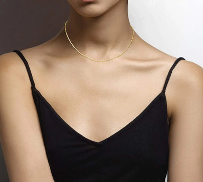 14k Gold Yellow Thin Hollow Rope Chain 16"-24" by Anti Spier