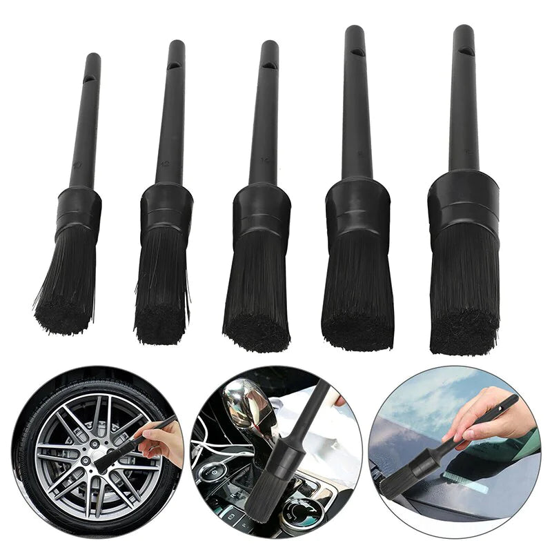 5PC Car Detailing Brush Kit Boar Hair Vehicle Auto Interior For Wheel Clean Sets by Anti Spier