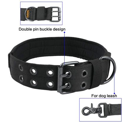 2" Wide Tactical Heavy Duty Nylon Large Dog Collar K9 Military With Metal Buckle by Anti Spier