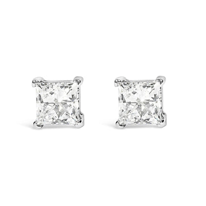 14K White Gold Princess Cut Lab-Grown Diamond Solitaire Stud Earrings (F-G Color, VS2-SI1 Clarity) by Anti Spier