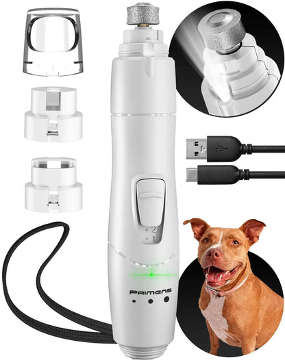 Dog Nail Grinder with LED Light Rechargeable for Large Medium & Small Dogs by Anti Spier