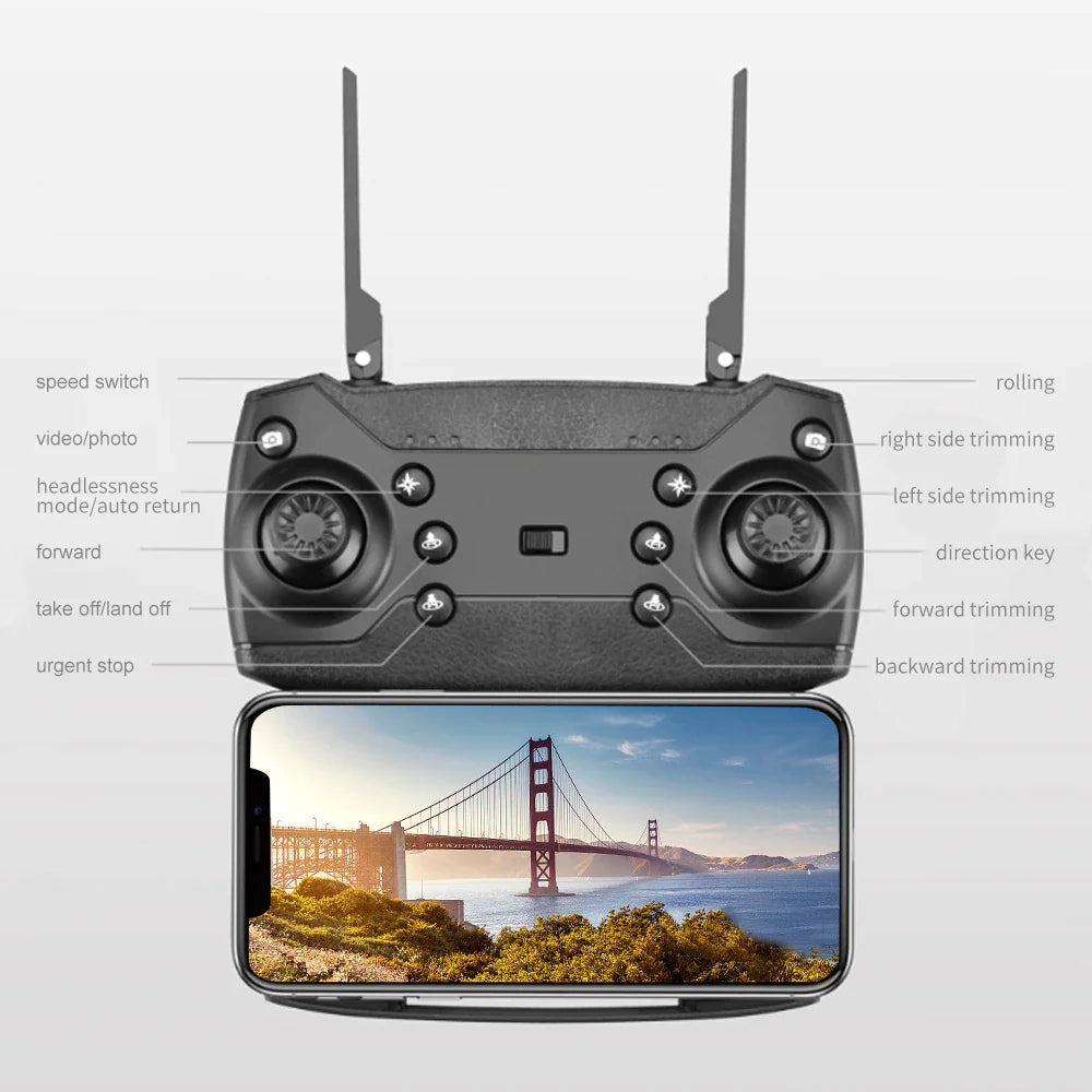 2023 New RC Drone With 4K HD Dual Camera WiFi FPV Foldable Quadcopter +4 Battery by Anti Spier