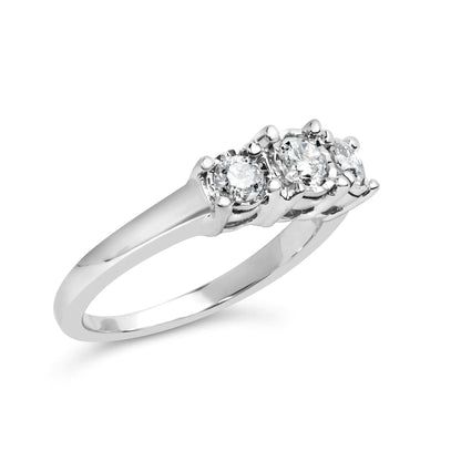 14K White Gold 1/2 Cttw Miracle Set Round Lab Grown Diamond Three Stone Illusion Plate Ring (F-G Color, VS1-VS2 Clarity) by Anti Spier