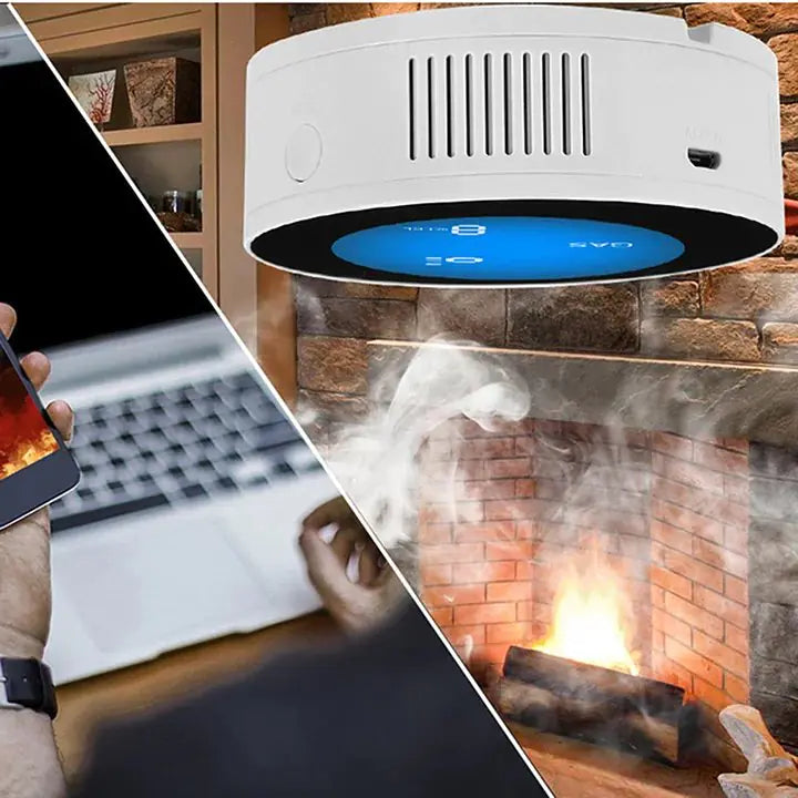Wi-Fi Smart Natural Gas Detector - Digital LCD Temperature Display Gas Sensor for Home Kitchen by Anti Spier