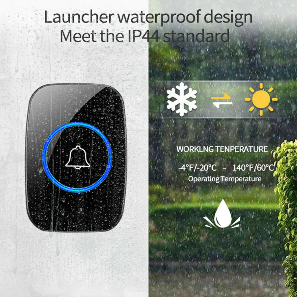 Wireless Doorbell Chime Waterproof Plugin Receiver Adjustable Volume 1000FT Kit by Anti Spier