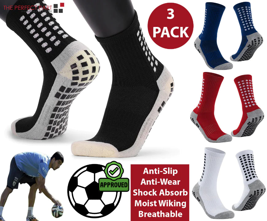 3 Pair Sport Socks Anti Slip W/ Grip Soccer Men Football Basketball Sock Premium by Anti Spier