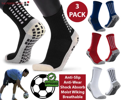 3 Pair Sport Socks Anti Slip W/ Grip Soccer Men Football Basketball Sock Premium by Anti Spier