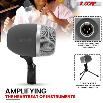 5Core Tabla Microphone Set Uni-Directional XLR Kick Snare Bayan Dayan Instrument Mic by Anti Spier