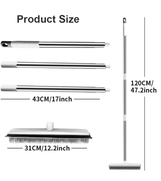 Pet Hair Remover Rubber Broom with Carpet Rake by Anti Spier