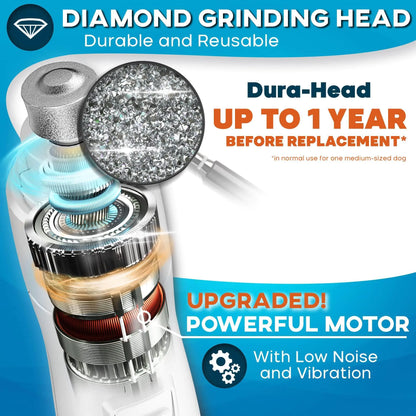 Dog Nail Grinder with LED Light Rechargeable for Large Medium & Small Dogs by Anti Spier