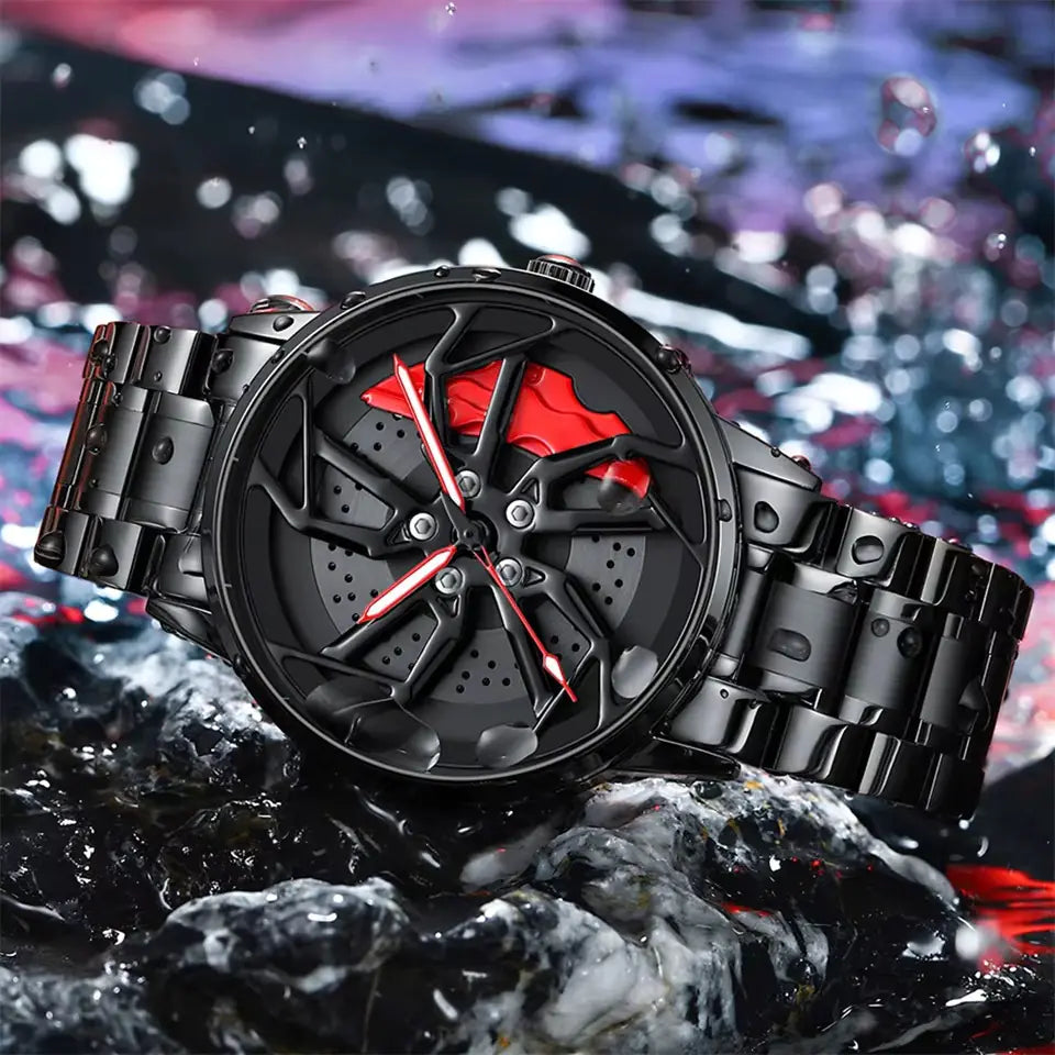360° Rotating Car Wheel Men's Watch by Anti Spier