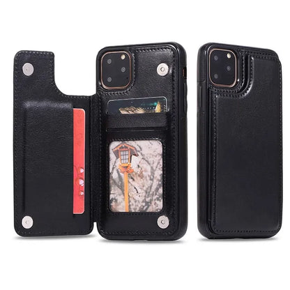 Leather Wallet Case for iPhone - Flip Cover with Card Slots & Kickstand by Anti Spier