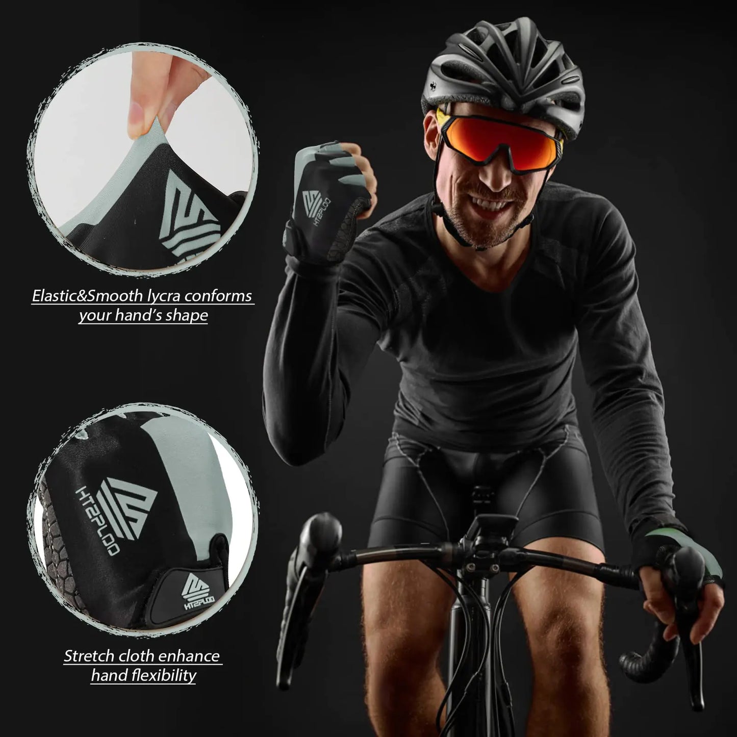Bike Gloves Cycling Gloves Biking Gloves Bicycle Gloves for Men Women with Anti-Slip Shock-Absorbing Pad,Light Weight Half Finger Gloves for Cycling Workout Training Outdoor Black&gray X-Large by Anti Spier