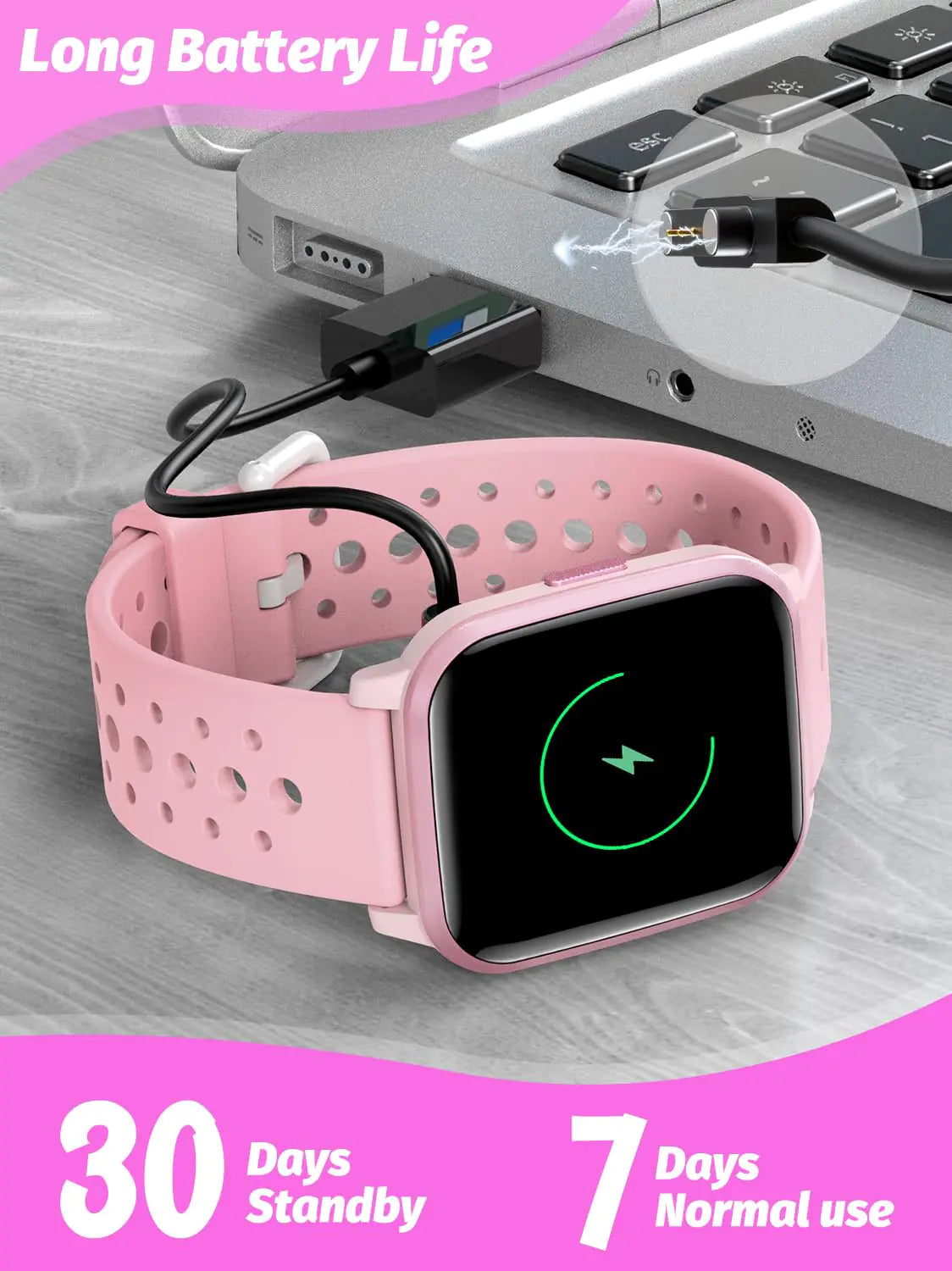 Kids Smart Watch Girls Boys, Smart Watch for Kids Game Smart Watch Gifts for 4-16 Years Old with Sleep Mode 20 Sports Modes 5 Games Pedometer Birthday Gift for Boys Girls (Pink) Pink by Anti Spier