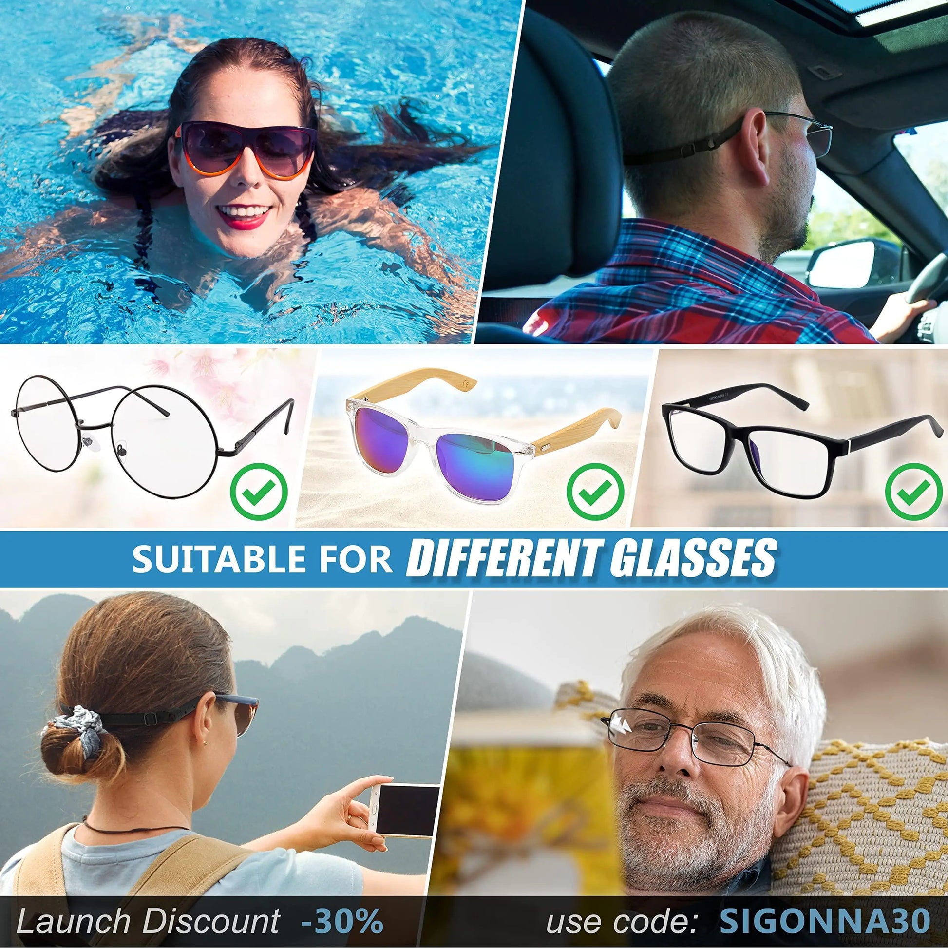 Glasses Strap Holder 3 Pcs Adjustable Eyeglasses Lanyards No Tail M 13.5 inch by Anti Spier