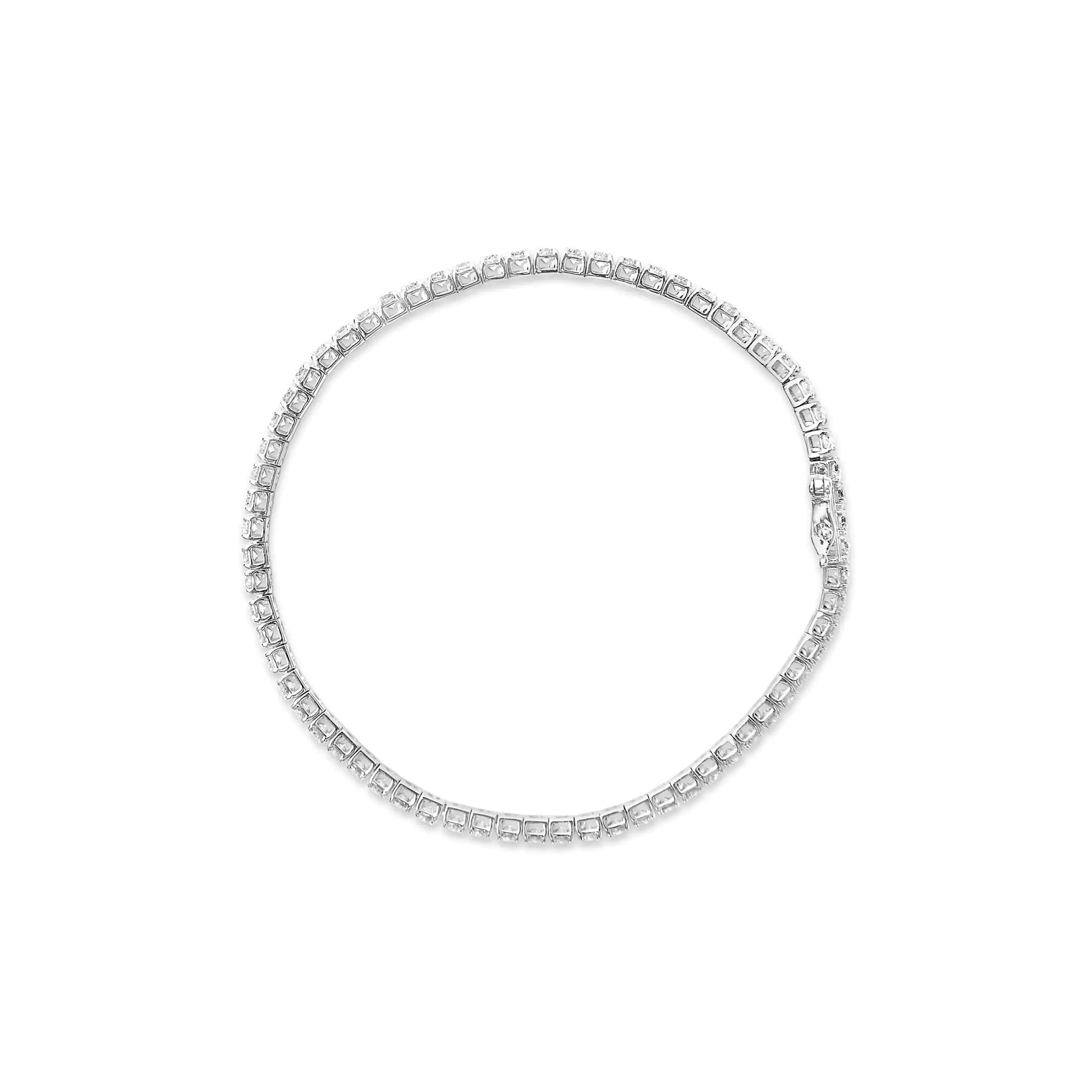 14K White Gold Lab Grown 4.00 Cttw Round Brilliant Cut Diamond Prong Set Classic Tennis Bracelet - 7" (F-G Color, VS2-SI1 Clarity) by Anti Spier