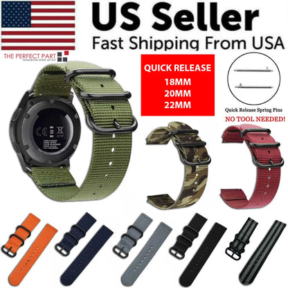 18mm 20mm 22mm Durable Military Woven Nylon Wrist Watch Band Quick Release Strap by Anti Spier