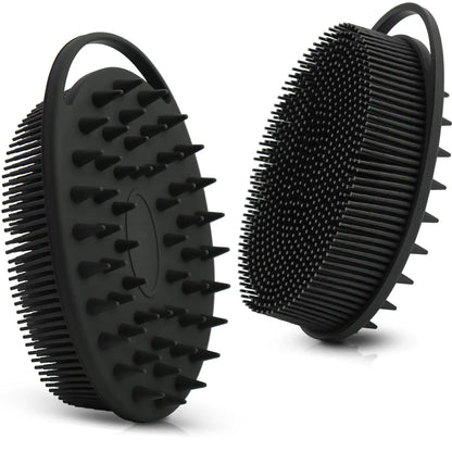 Upgrade Body Scrubber and Hair Shampoo Brush, All in One, Premium Silicone Loofah, Exfoliating Body Brush, Shower Scrubber for Body, Scalp Massager for Women, Men, Pet (1PC Black) by Anti Spier