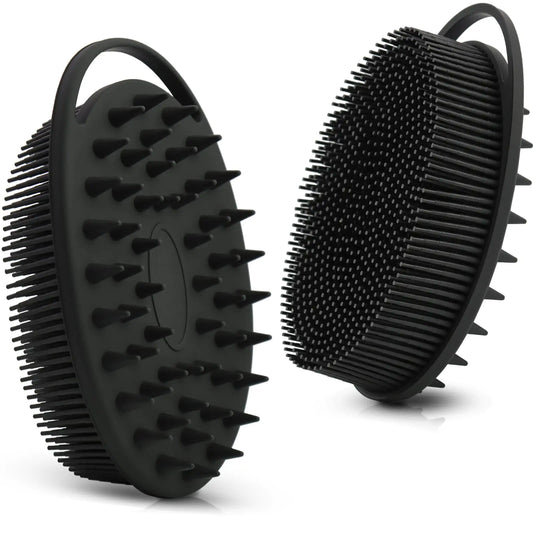 Upgrade Body Scrubber and Hair Shampoo Brush, All in One, Premium Silicone Loofah, Exfoliating Body Brush, Shower Scrubber for Body, Scalp Massager for Women, Men, Pet (1PC Black) by Anti Spier