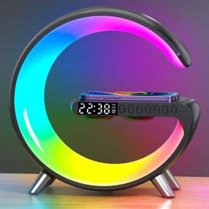 New Intelligent G Shaped LED Lamp Bluetooth Speake Wireless Charger Atmosphere Lamp App Control For Bedroom Home Decor by Anti Spier