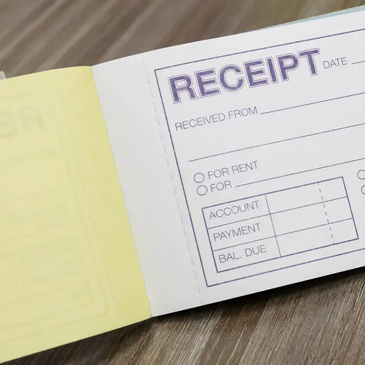 50 Sets 7 1/2" x 2 3/4" 2-Part Carbonless Cash or Rent Receipt Book by Anti Spier