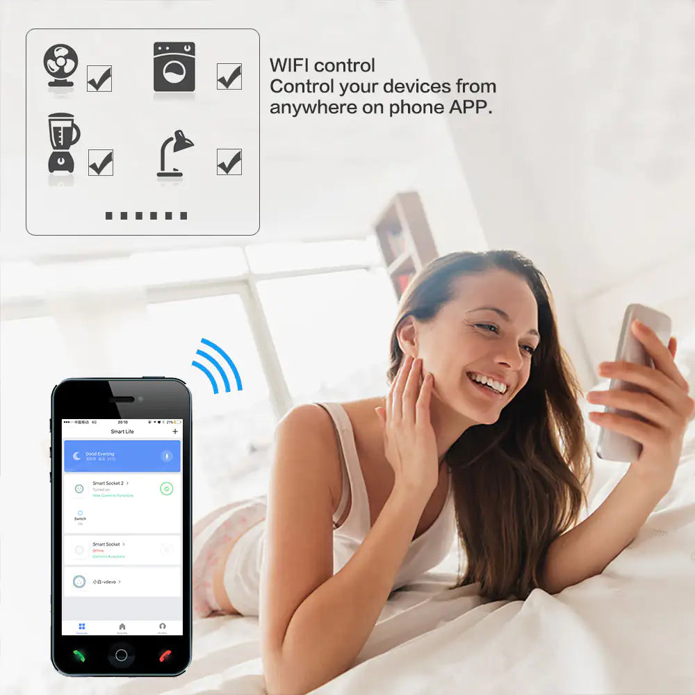 Smart Home Outlet Control By Google Home Assistant Or Amazon Alexa In Pack Of 2 Or 4 by Anti Spier