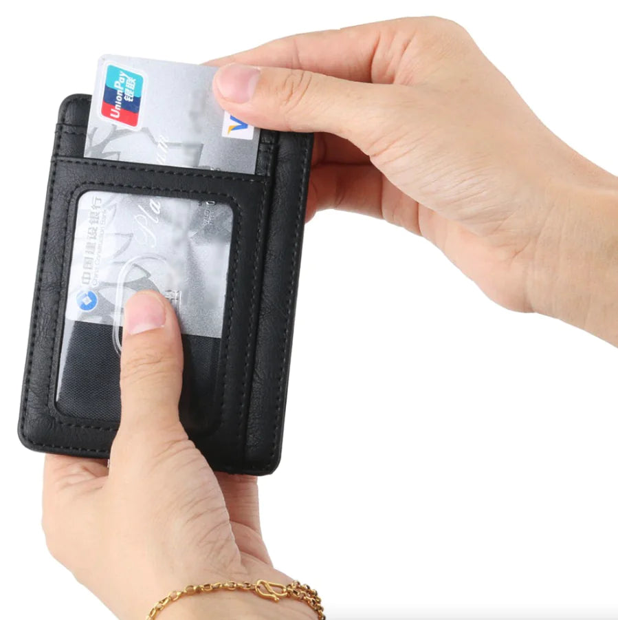 Leather Slim Wallet Credit Card Holder RFID Blocking Pocket ID Money USA by Anti Spier