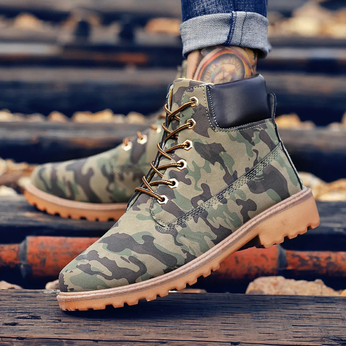 Men's PU Leather High-Top Snow Boots by Anti Spier