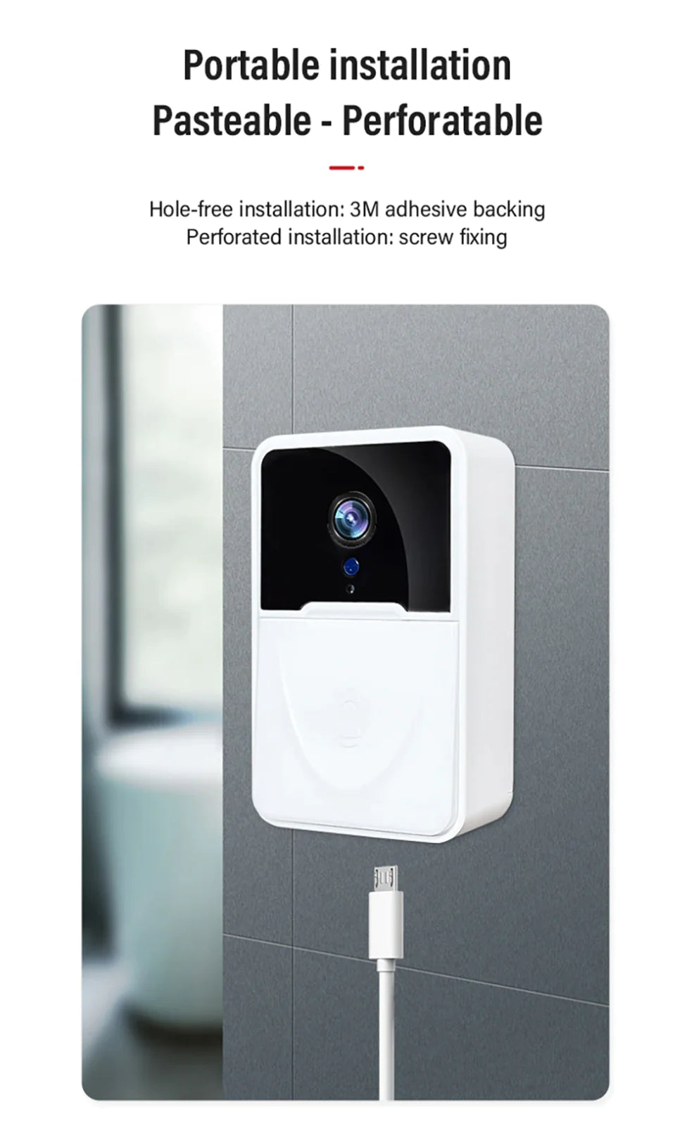 Wireless Security WiFi Smart Doorbell Intercom Video Camera Bell Chime Door Ring by Anti Spier