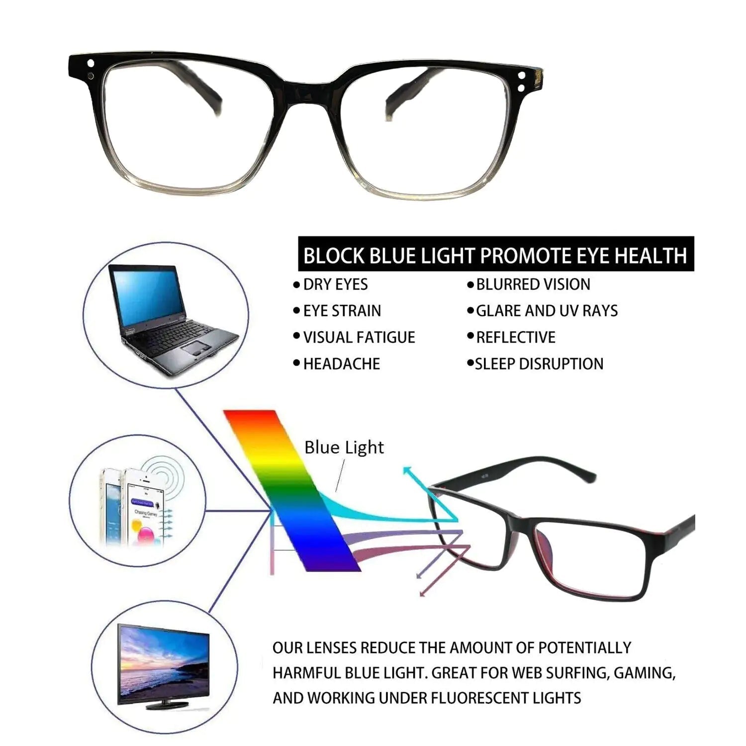 2 PK Unisex Blue Light Blocking Reading Glasses Computer Readers For Men Women by Anti Spier