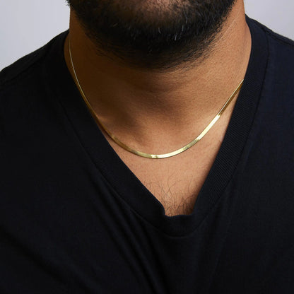 Unisex Solid 14K Gold 2.8mm Imperial Herringbone Chain Necklace by Anti Spier